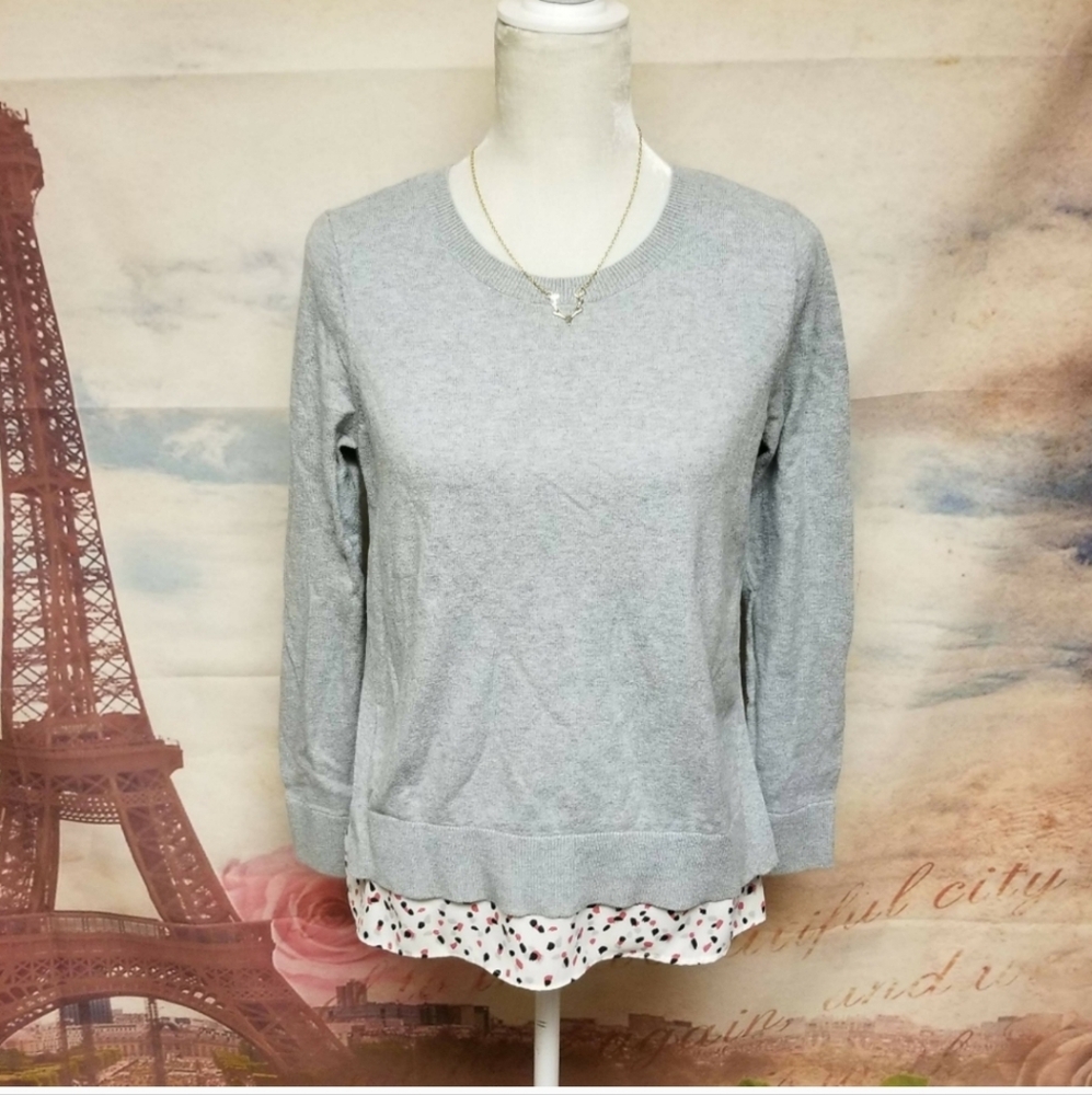 LOFT Gray Sweatshirt with Layered Hem